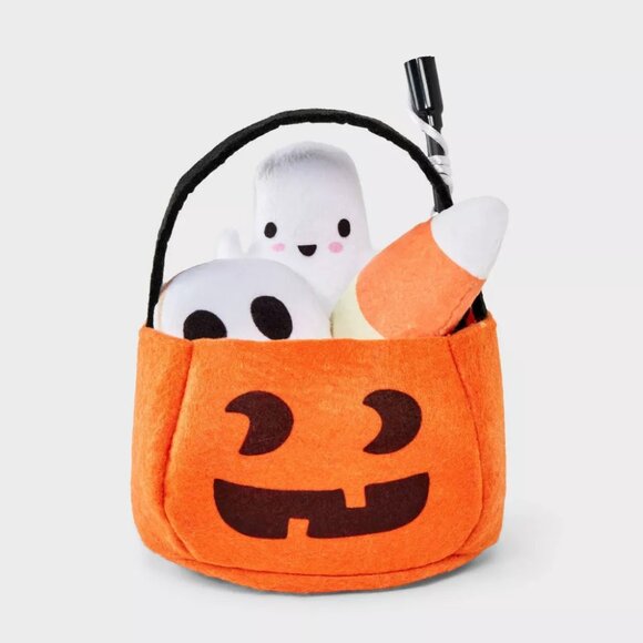 HALLOWEEN GIFT PUMPKIN BASKET PET CAT DOG TOY - Picture 1 of 3